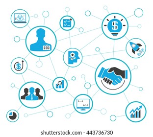 startup business concept in blue network background