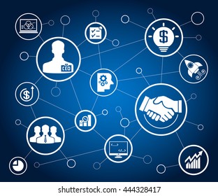 startup business concept in blue network background