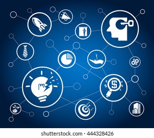 startup business concept in blue network background
