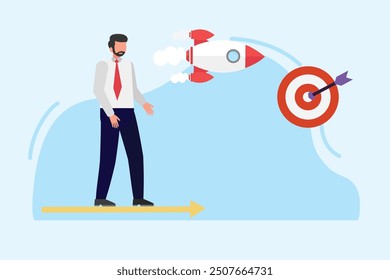 Concepto de negocio de inicio. Ilustración vectorial plana de color aislada.