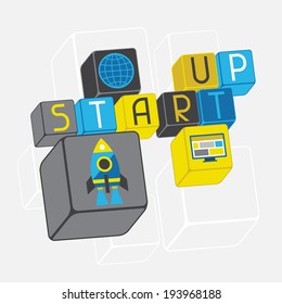 Start-up business concept in flat design style.