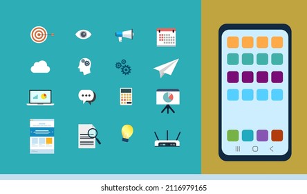 Startup Business Concept with multiple icon