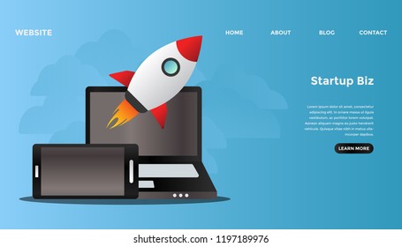 Startup business concept. Ready to use vector illustration. Suitable for background, wallpaper, landing page, web, banner, card and other creative work.