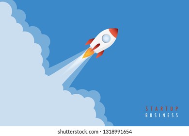 startup business concept rocket launch smoke vector illustration EPS10