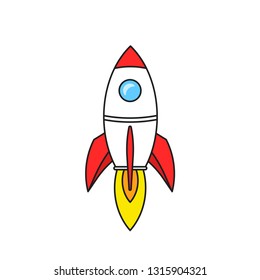 Startup business concept, rocket or rocketship launch, idea of successful business project start up,innovation strategy, boost technology, vector illustration creative background