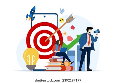 startup business concept. Teamwork in building a startup business. people building spaceship rocket, cohesive teamwork in initial vector. flat vector illustration on white background.