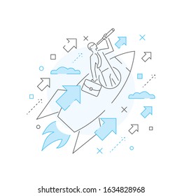 Startup. Business concept. Vector illustration in linear style.