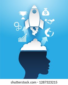 Startup business creative idea concept. think outside the box. Vector ,illustration.