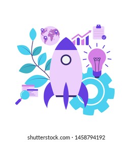 Startup business design concept. Template for website banner, flyer and poster.