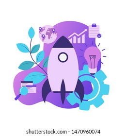 Startup business design concept. Template for website banner, flyer and poster.