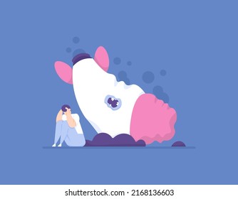 startup business failure. a businessman is depressed because his rocket falls to the ground and breaks down. metaphor of a company experiencing bankruptcy and collapse. business problems and risks