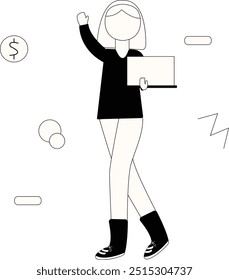 Personagem de Negócios e Finanças de Inicialização com Estilo de Design Doodle. Ilustração de vetor.