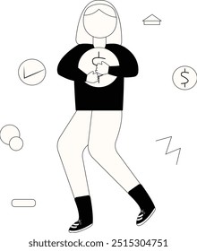 Startup Business and Finance Character with Doodle Design Style. Vector Illustration.