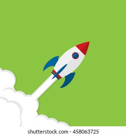 Startup Business. Flat design rocket illustration.