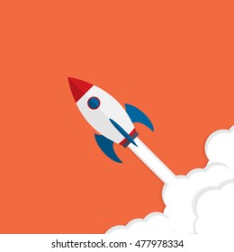 Startup-Business. Flaches Design Raketentechnik.