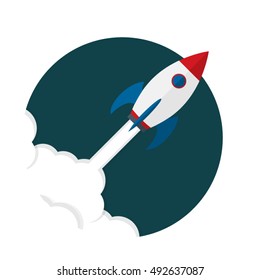 Startup Business. Flat design rocket illustration. Rocket icon.