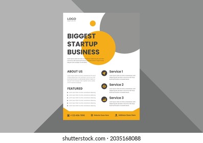 startup business flyer design template. business agency poster leaflet design. a4 template, brochure design, cover, flyer, poster, print-ready