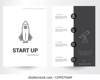 Startup business  flyer and template layout with flat design elements