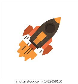 Startup, Business, Goal, Launch, Mission, Spaceship  Flat Color Icon. Vector icon banner Template