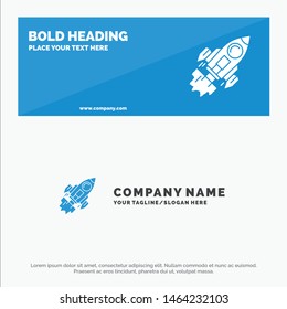 Startup, Business, Goal, Launch, Mission, Spaceship SOlid Icon Website Banner and Business Logo Template. Vector Icon Template background