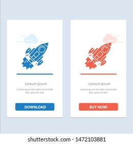 Startup, Business, Goal, Launch, Mission, Spaceship  Blue and Red Download and Buy Now web Widget Card Template
