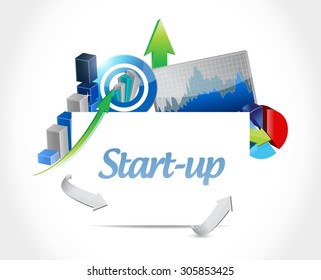 Start-up business graph sign concept illustration design artwork