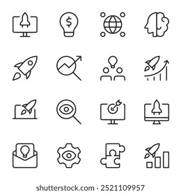 Ilustración vectorial de conjunto de iconos de negocio de inicio