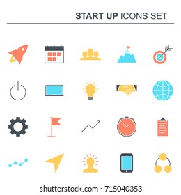 Startup and business icons set. Elements collection for your design. Vector pictograms.
