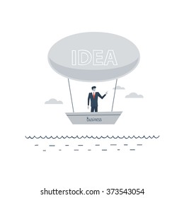 Start-up business idea concept, entrepreneur, vector flat illustration