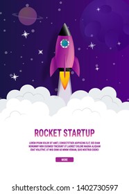 Startup business idea concept. Rocket ship in a flat vector