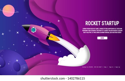 Startup business idea concept. Rocket ship in a flat vector