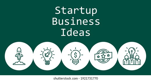 startup business ideas background concept with startup business ideas icons. Icons related startup, idea, brand