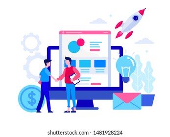 Startup Business Illustration Concept. Modern flat design concept of web page design for website and mobile website.Vector illustration