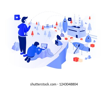 Startup Business Illustration. Modern Flat design concept. Vector Design