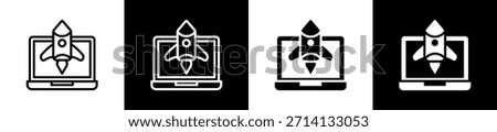 Startup Business Launch line n glyph icon style in white and background