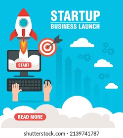 El negocio de las empresas nuevas lanza un diseño de concepto moderno plano. Ilustración del vector