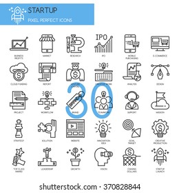 Startup business and launch , Thin Line and Pixel Perfect Icons