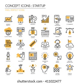 Startup business and launch , Thin Line and Pixel Perfect Icons