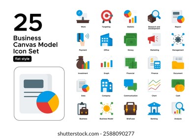 Startup Business Model. Key Partners, Revenue Streams, and Cost Structure. Vector Illustration. Flat icon set