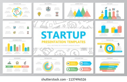 Startup and business multipurpose presentation templates and infographics elements on white background. Use for business annual report, flyer, corporate marketing, leaflet, advertising, brochure.