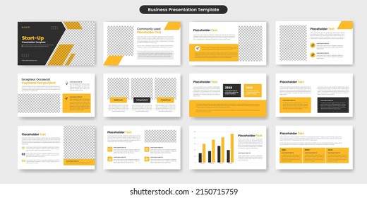 Startup Business presentation, infographic design template, yellow, black elements, Presentation and slide layout template.  Use for business annual report, flyer, leaflet, advertising, brochure