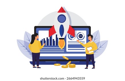 Start-up business project concept on white background