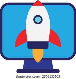 Startup Business Rocket Icon Vector Flat Illustration