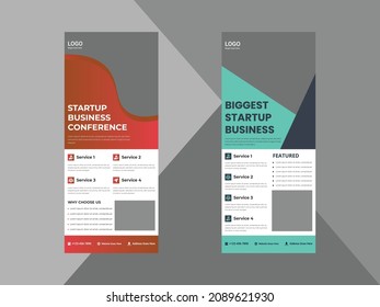 startup business roll up banner design template. business agency poster leaflet design. cover, flyer, poster, print-ready