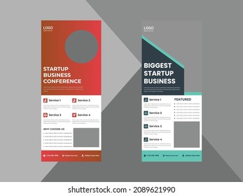 startup business roll up banner design template. business agency poster leaflet design. cover, flyer, poster, print-ready