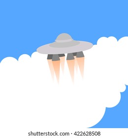 Startup Business vector background. Unidentified flying object - UFO.