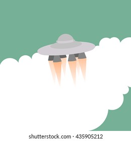 Startup Business vector background. Unidentified flying object - UFO.