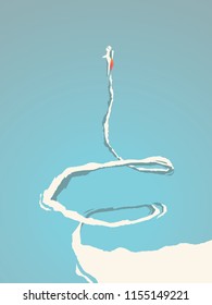 Startup business vector concept with astronaut and jetpack flying in the sky. Symbol of new business, technology, innovation, future, travel, creative, invention. Eps10 vector illustration.
