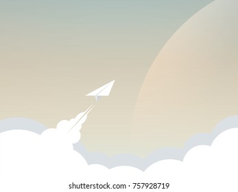 Startup business vector concept with rocket or spaceship flying up. Artistic abstract modern style. Eps10 vector illustration.