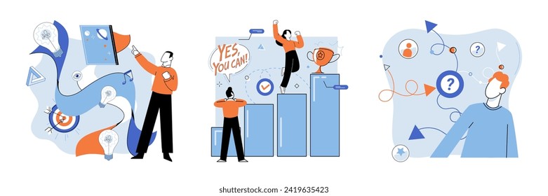 Startup business vector illustration. Continuous improvement is necessary for startup businesses to stay competitive in market The startup business concept encourages entrepreneurs to embrace
